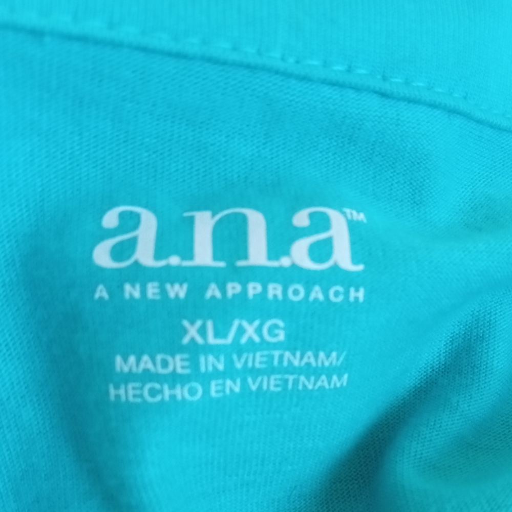 a.n.a A New Approach Teal Ruffle V-Neck Short Sleeve Top Blouse -Women's Size XL - Picture 2 of 5